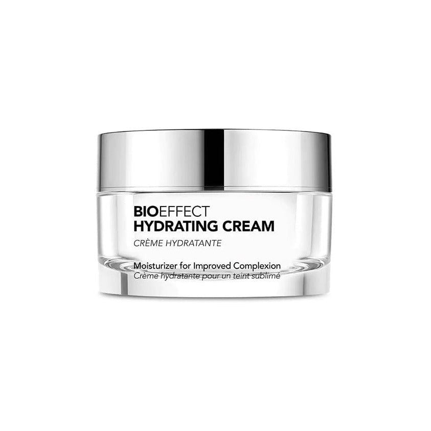 BioEffect Hydrating Cream in a clear glass jar with a silver chrome lid - moisturizers collection cover