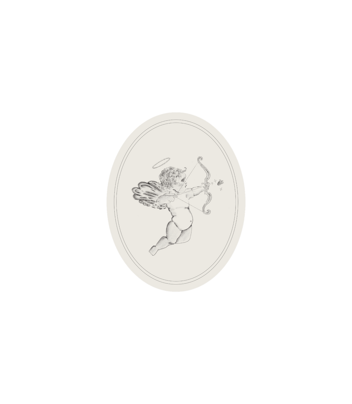 ilse sticker - vintage cherub angel with bow and arrow in an oval cream frame - line collection cover