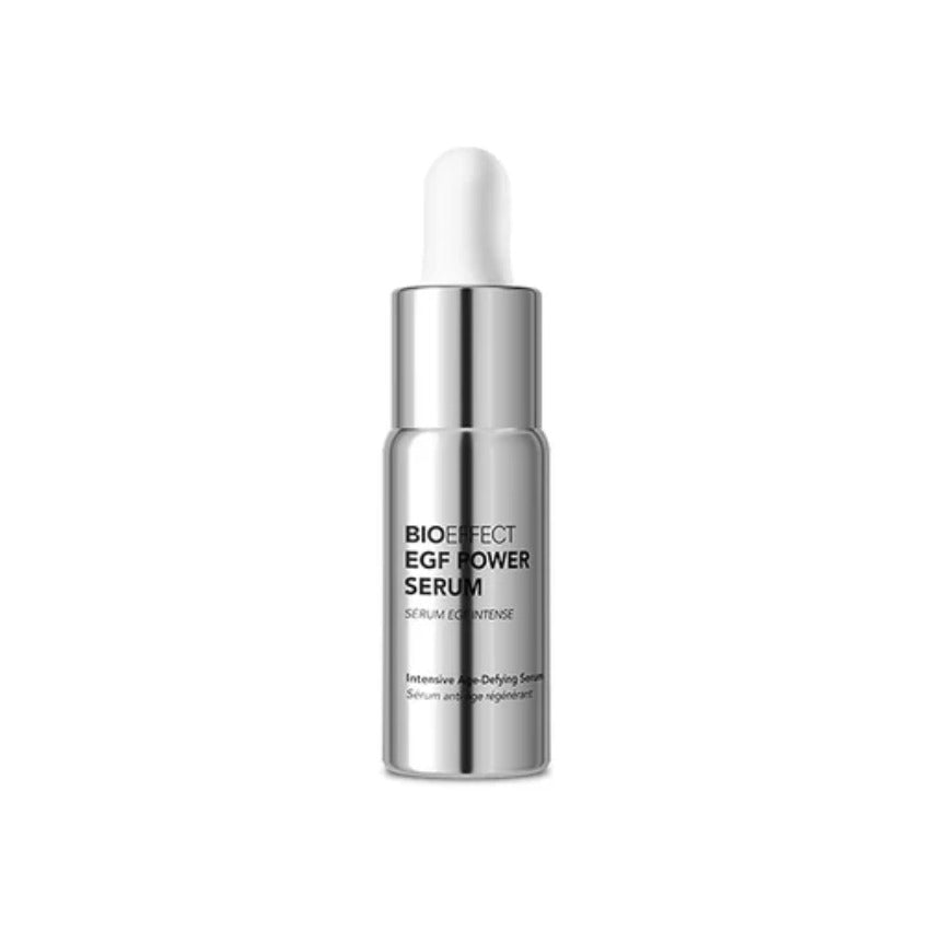 BIOEFFECT EGF Power Serum in a silver dropper bottle, available at ställe studios