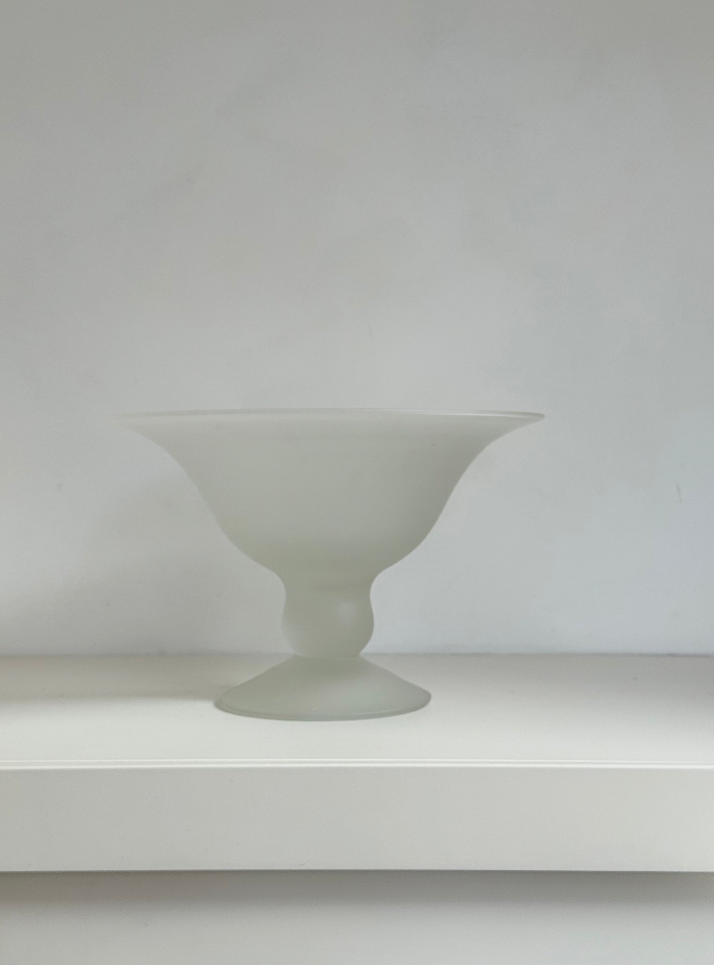 frosted glass bowl on stand