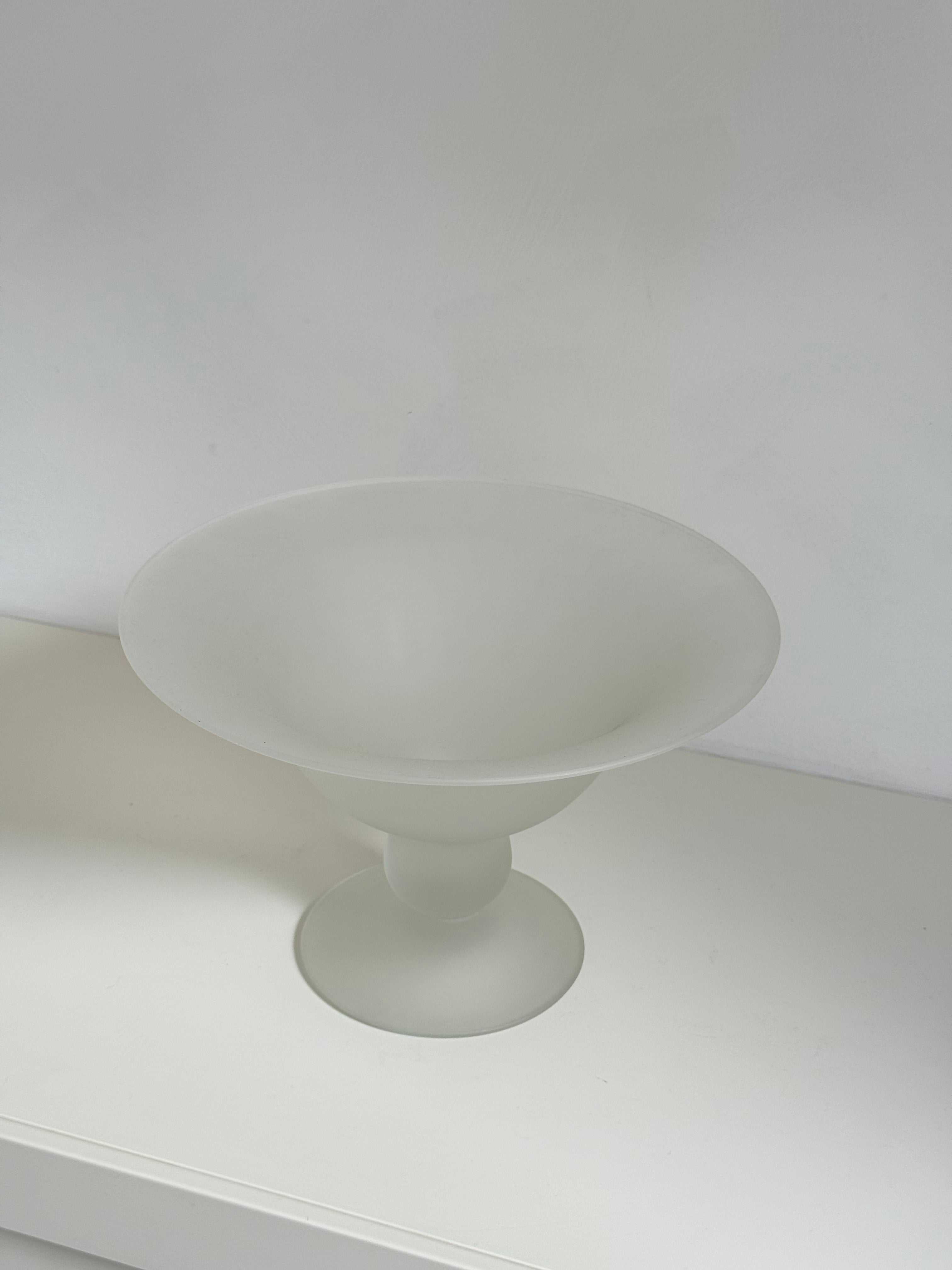 frosted glass bowl on stand