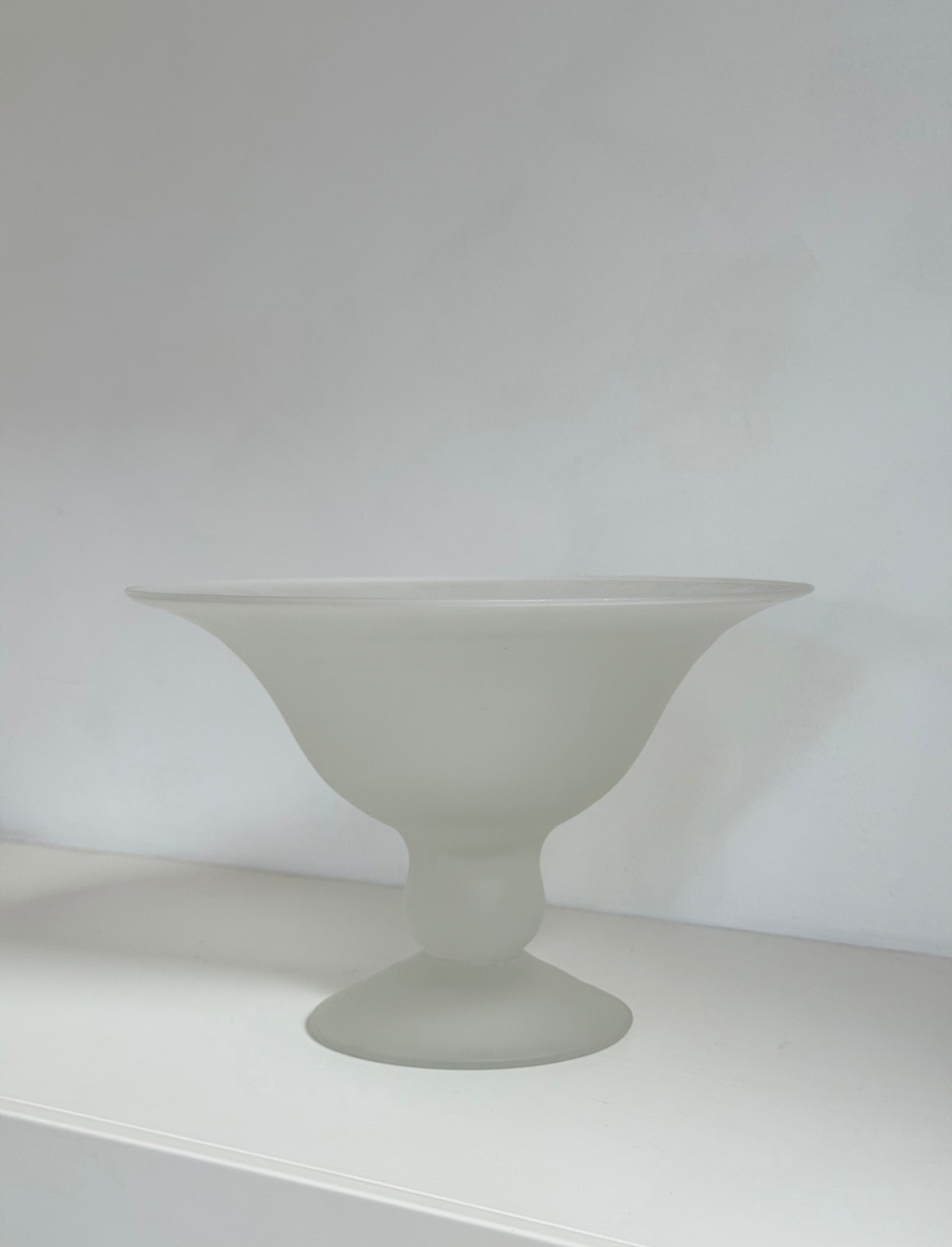 frosted glass bowl on stand