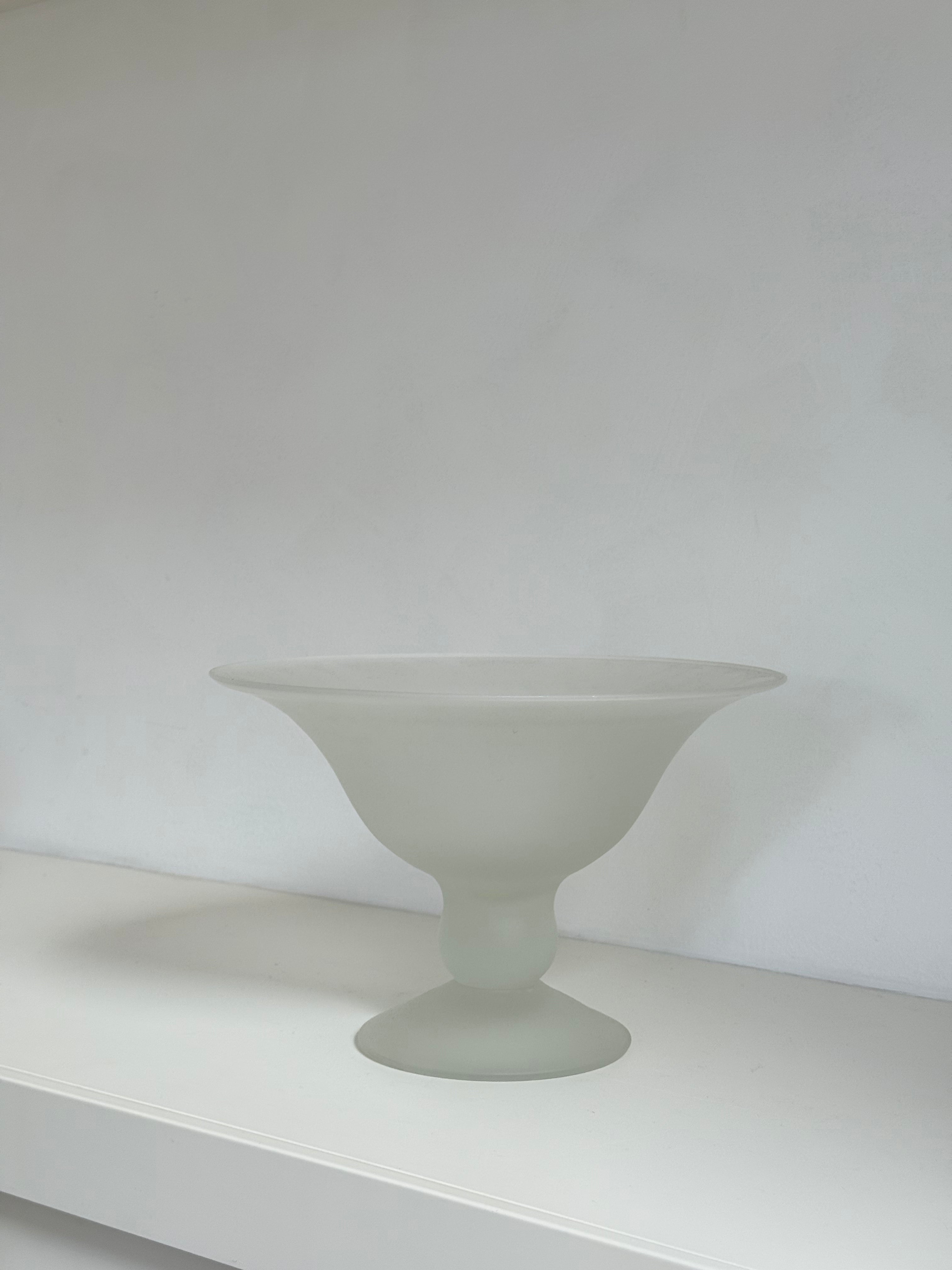 frosted glass bowl on stand