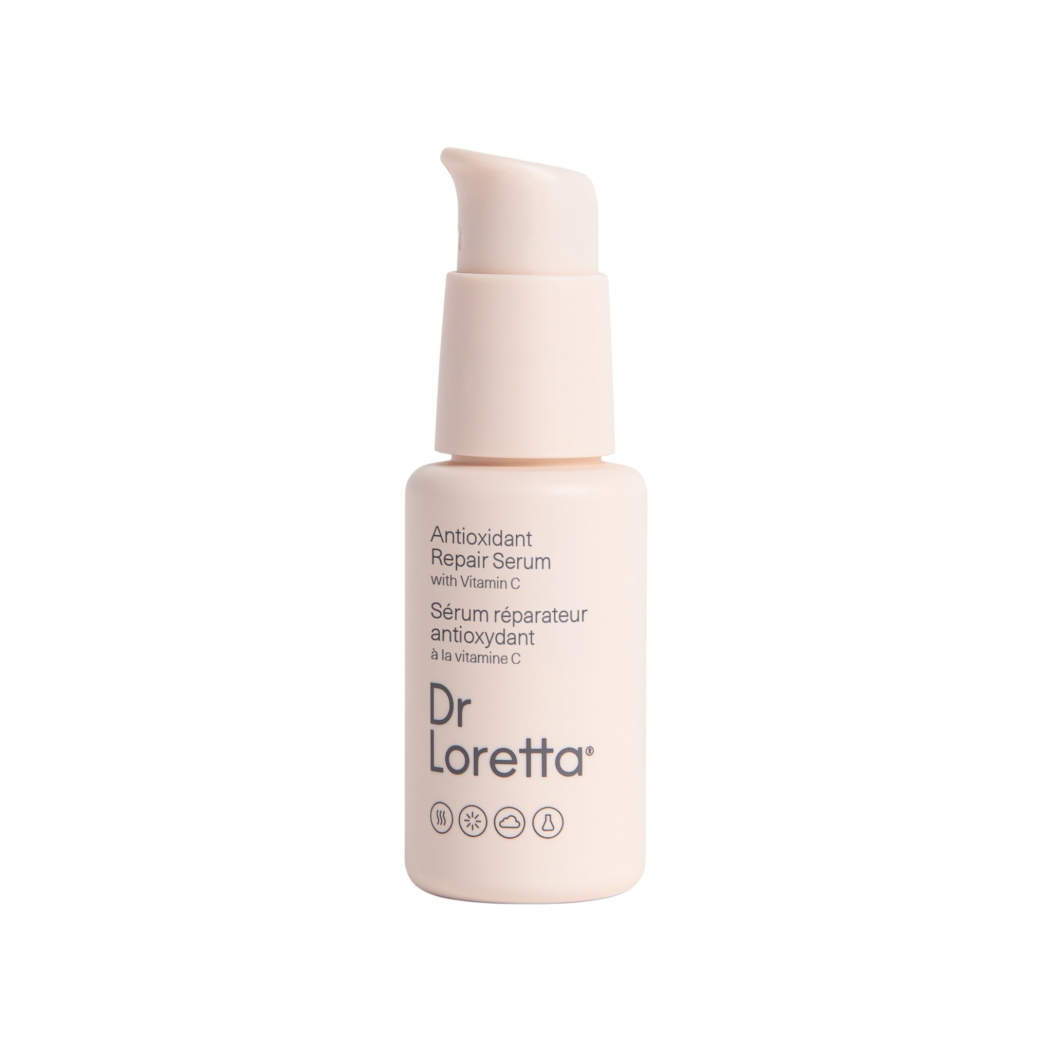 Dr. Loretta Antioxidant Repair Serum with Vitamin C in a blush pink pump bottle