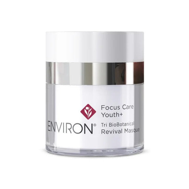 Environ Focus Care Youth+ Tri BioBotanical Revival Masque in a clear jar with white lid