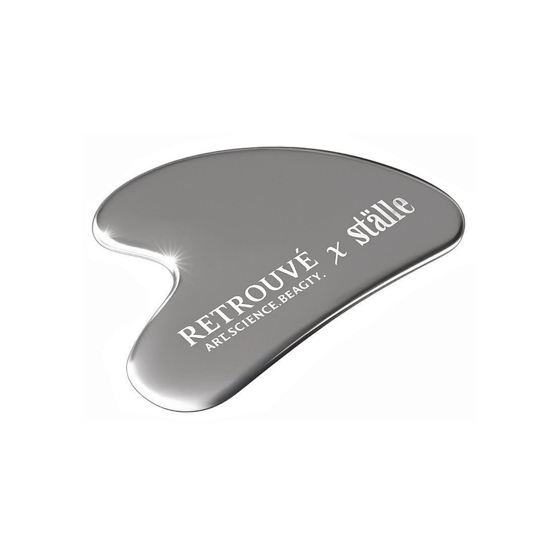 Retrouvé x ställe stainless steel gua sha tool with engraved co-branded logo