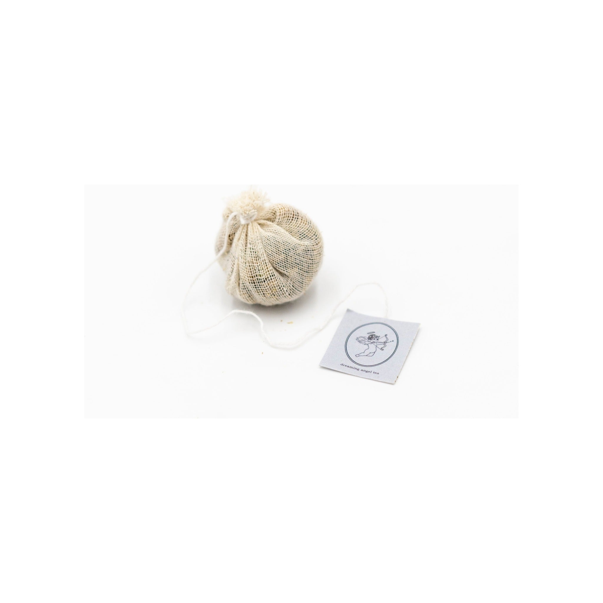 Dreaming Angel Tea muslin tea bag with string and illustrated tag