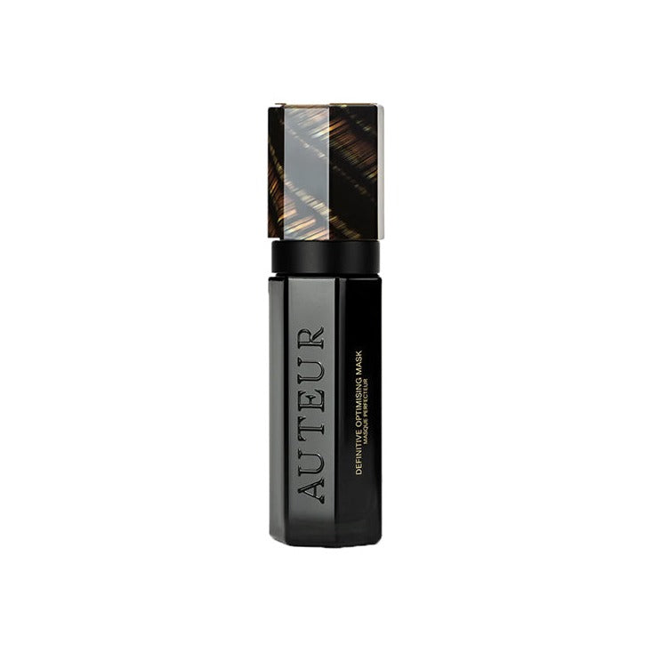 Auteur Definitive Optimising Mask in a sleek black bottle with a tortoiseshell-patterned square cap