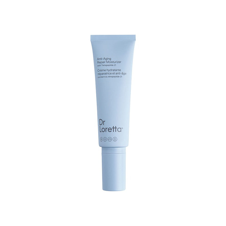 Dr. Loretta Anti-Aging Repair Moisturizer in a light blue squeeze tube