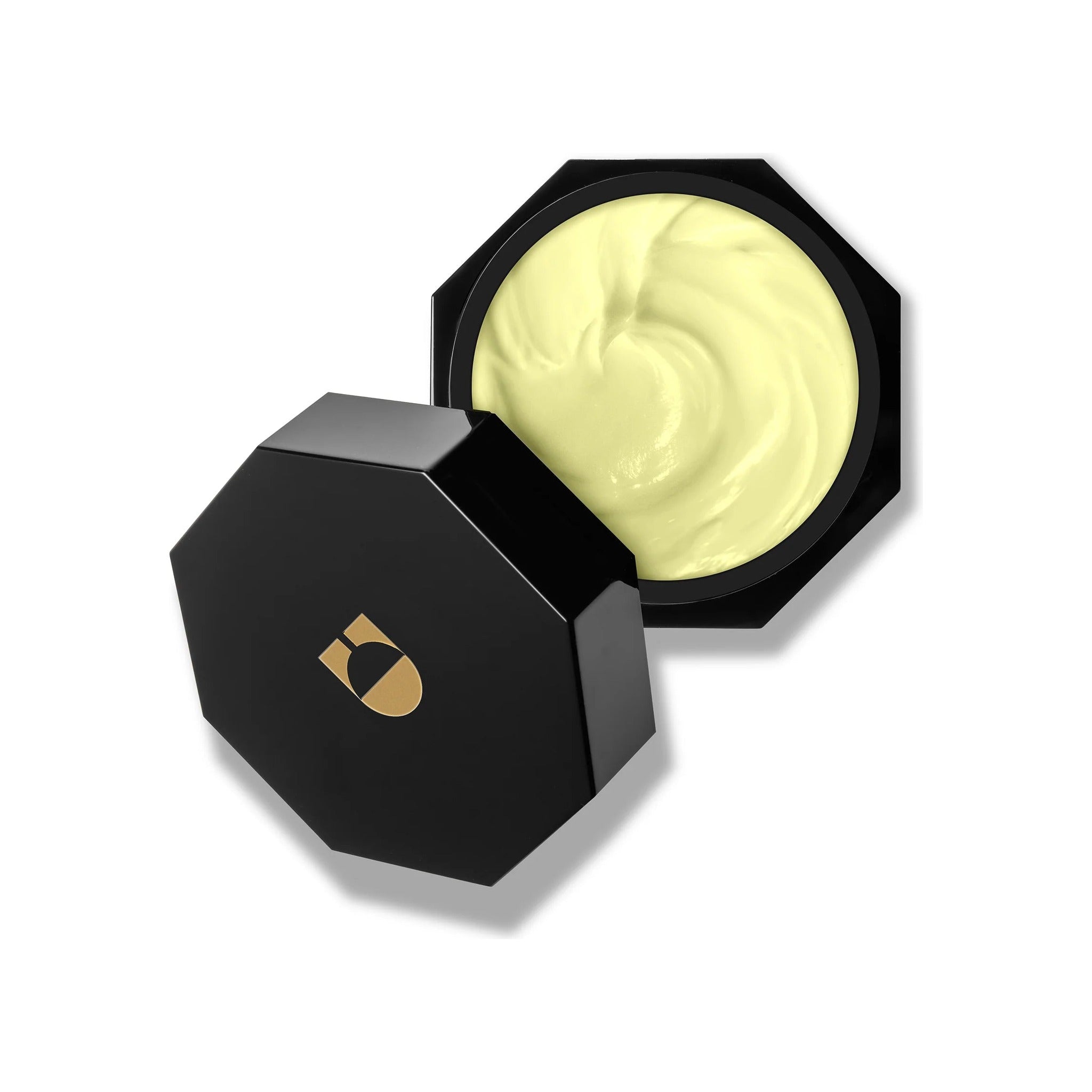 Eighth Day The Night Cream Treatment open jar showing pale yellow cream texture in black octagonal packaging