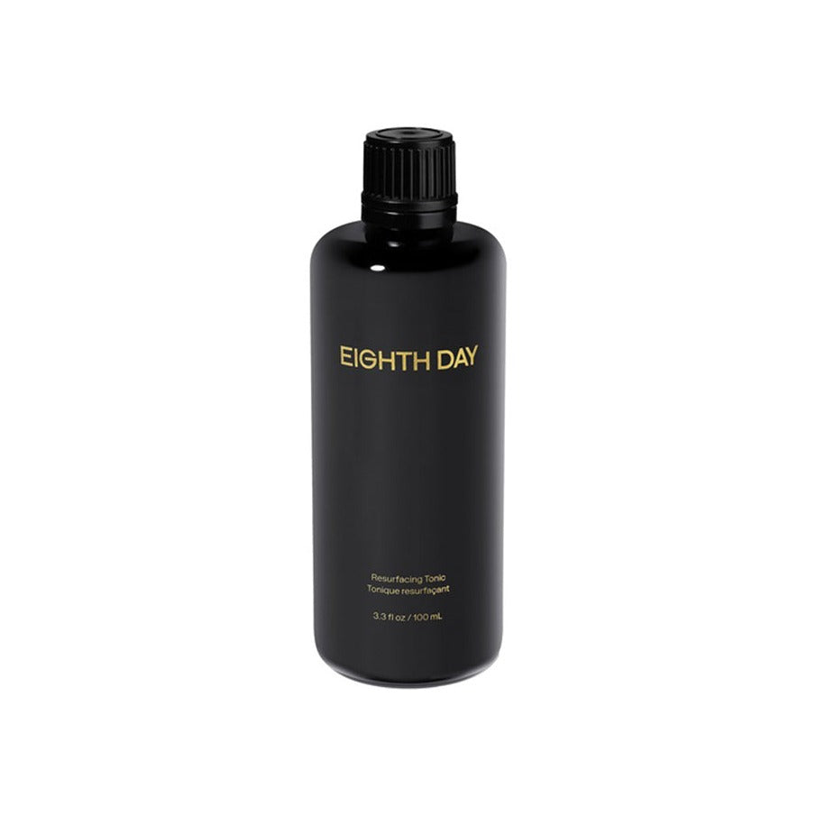 Eighth Day Resurfacing Tonic in a matte black 100 ml bottle with gold lettering