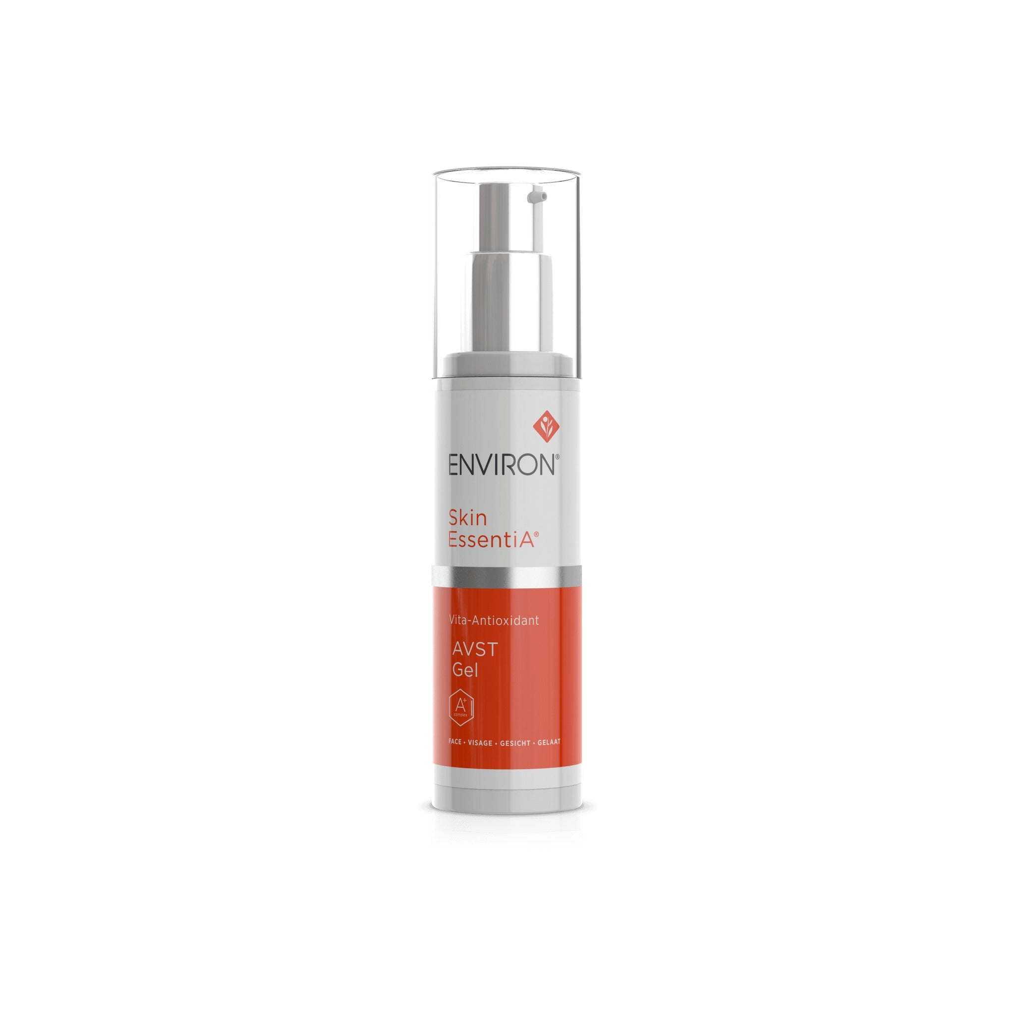 Environ Skin EssentiA Vita-Antioxidant AVST Gel 50ml pump bottle in white and orange