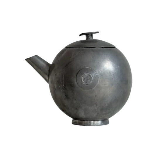 Svenskt Tenn 1933 spherical pewter teapot with fitted lid and spout, stamped tin mark