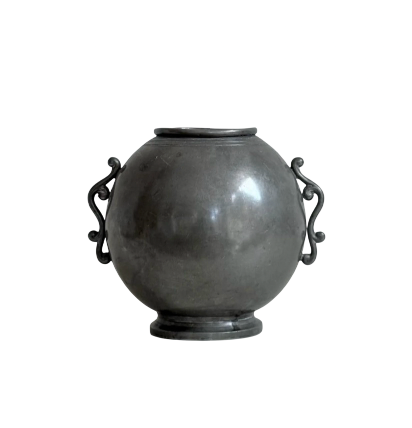 vase with wings in pewter