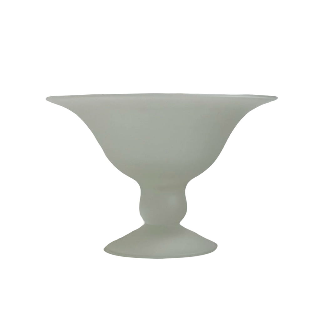 frosted glass bowl on stand