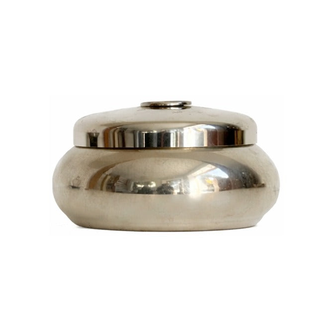 AMA American Medical Association pewter lidded box with a rounded polished silver finish