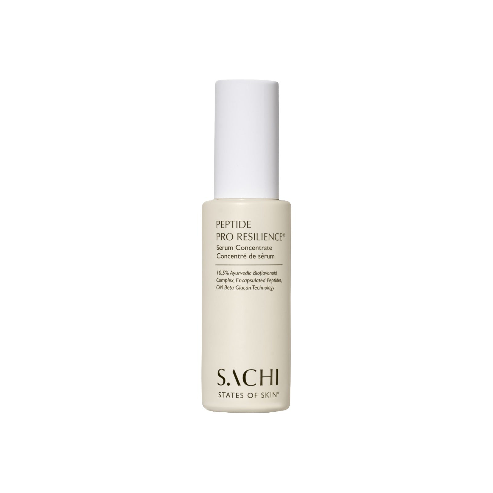 Sachi Skin Peptide Pro Resilience Serum Concentrate in a cream pump bottle