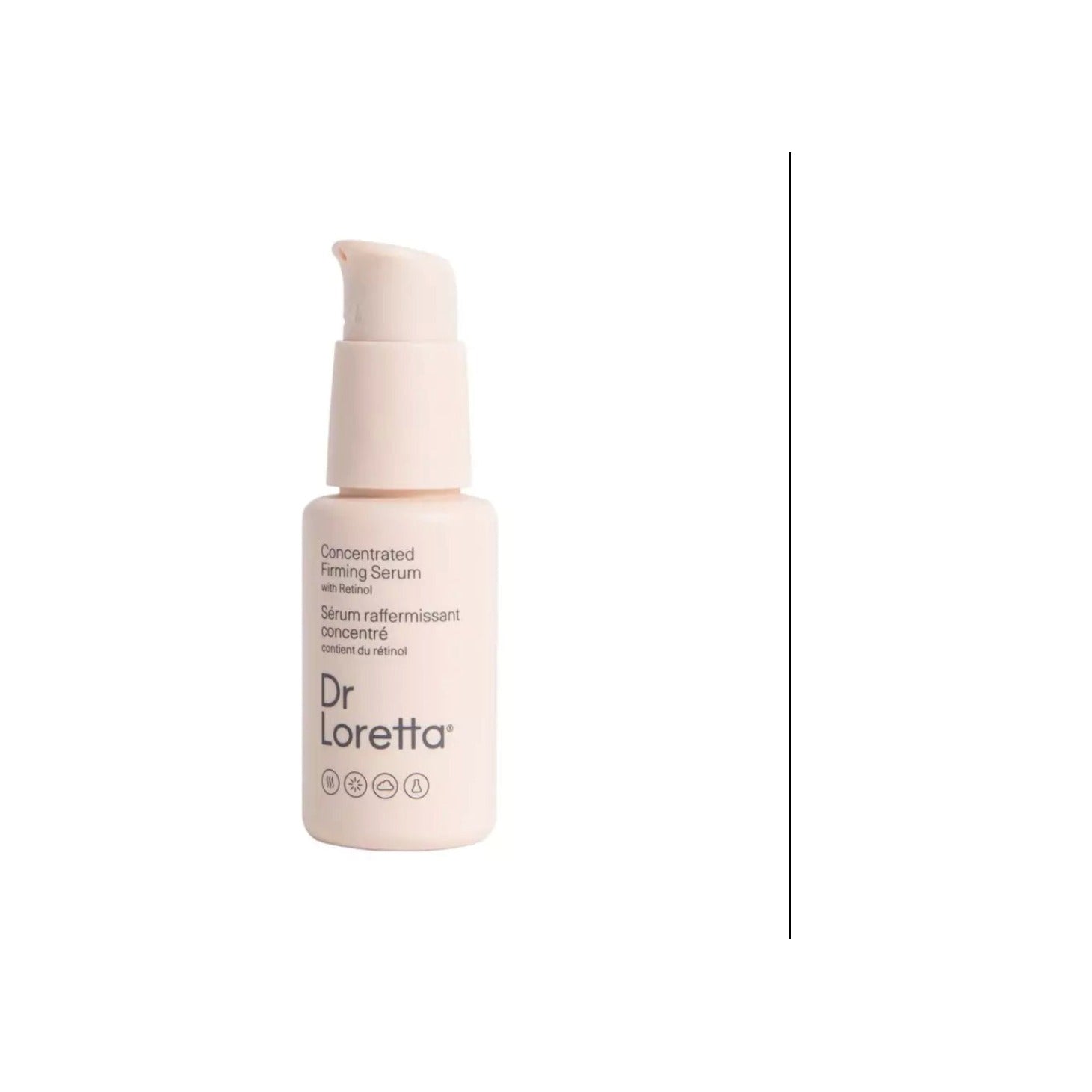 Dr. Loretta Concentrated Firming Serum with Retinol in a blush-pink pump bottle