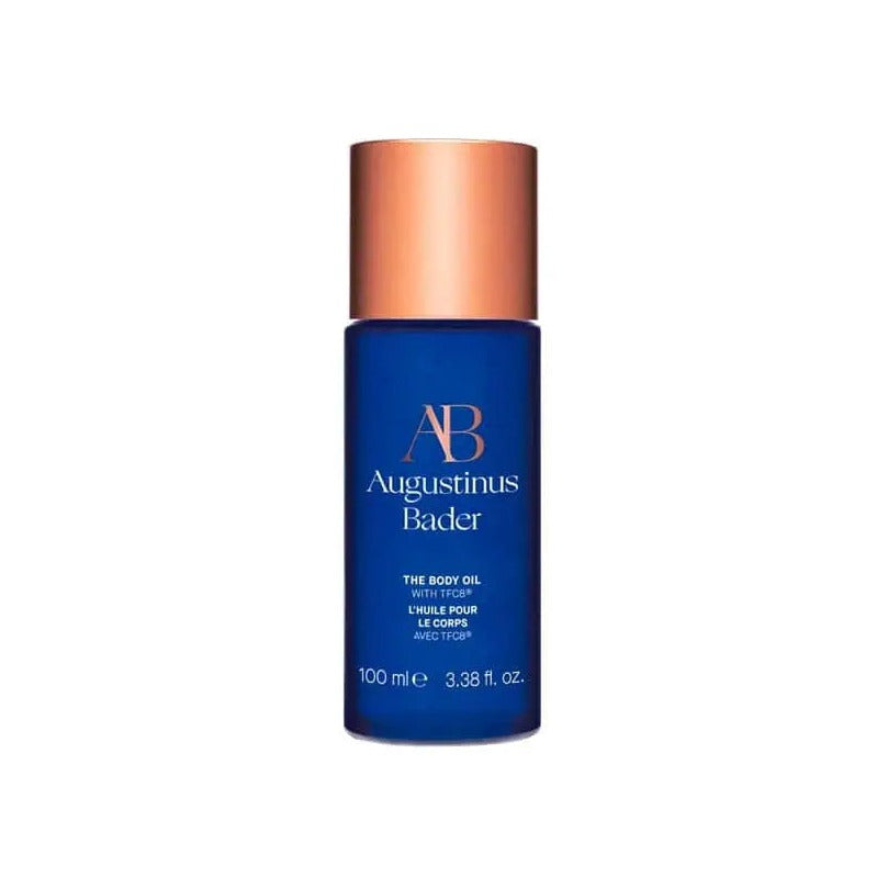 Augustinus Bader The Body Oil in a cobalt blue bottle with rose gold cap, 100 ml