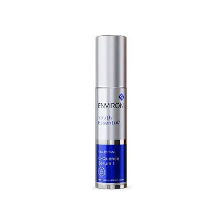 Environ Youth EssentiA Vita-Peptide C-Quence Serum 1 in a silver and blue bottle