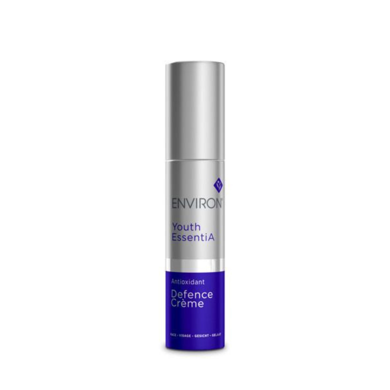 Environ Youth EssentiA Antioxidant Defence Crème in a silver and blue pump bottle