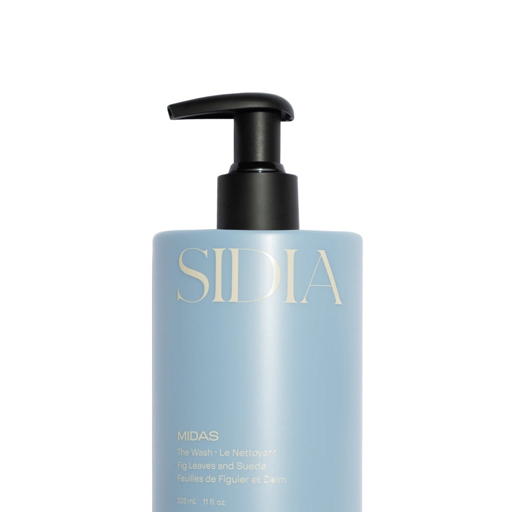 sidia midas the wash light blue pump bottle with black pump