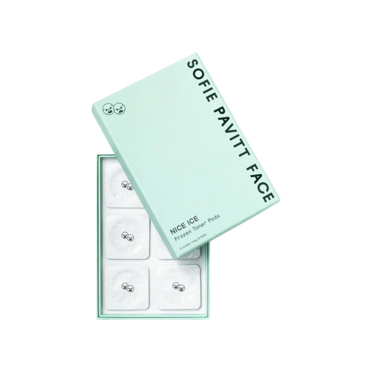 Sofie Pavitt Face Nice Ice Frozen Toner Pods in mint green box showing 6 individual pods inside